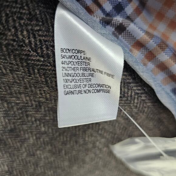 Black Brown 1826 Brown Herringbone Wool Blend Men's Blazer Size XL - Picture 11 of 15